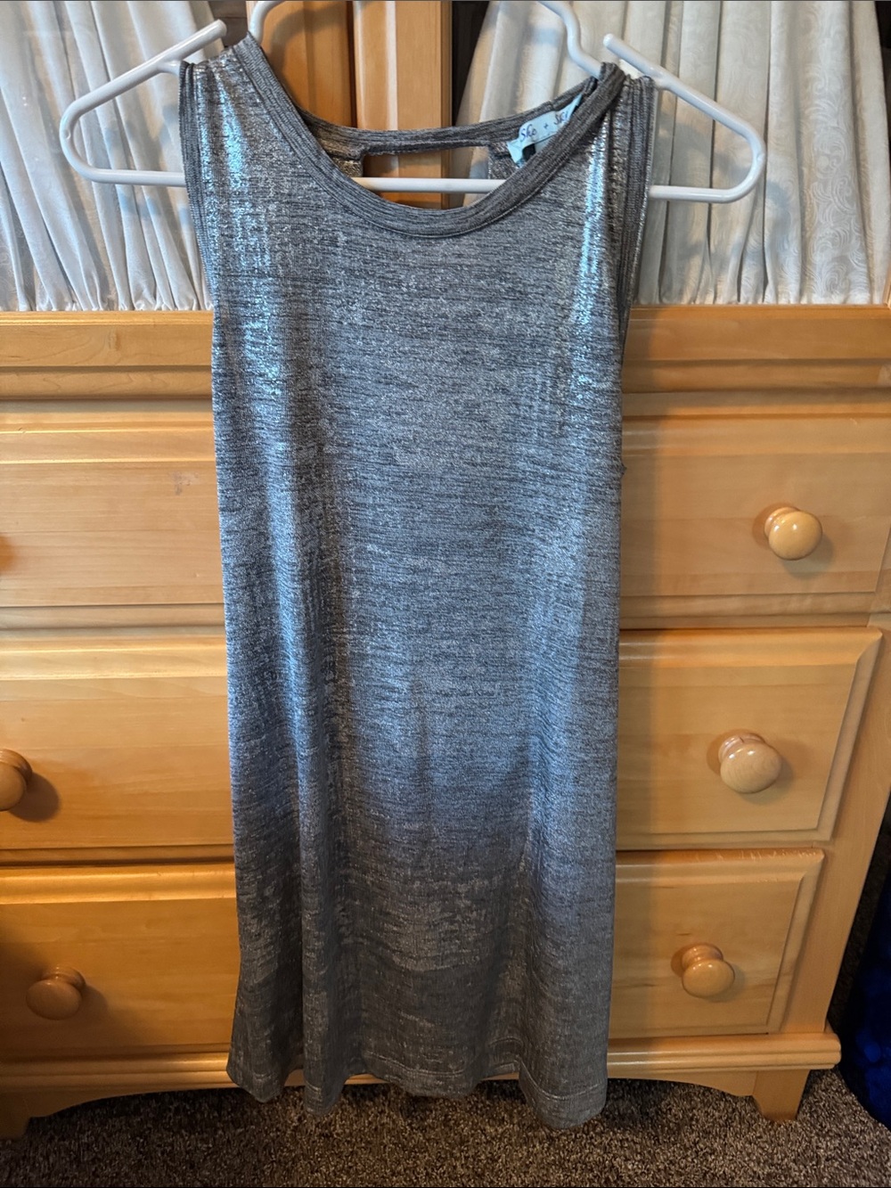She + Sky Metallic Gray Sleeveless Midi Dress